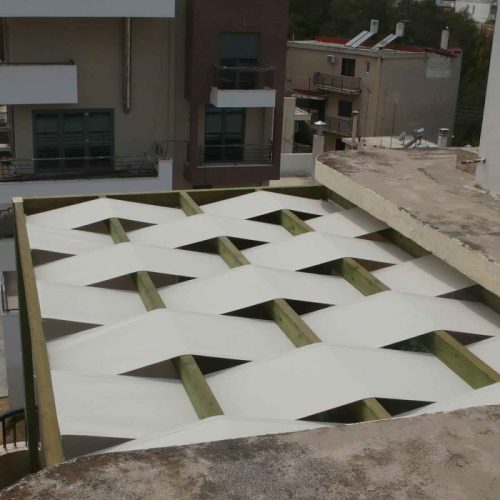 Ξύλινη πέργκολα με τεντόπανο 48,3εκ. - 300 x 500εκ.
