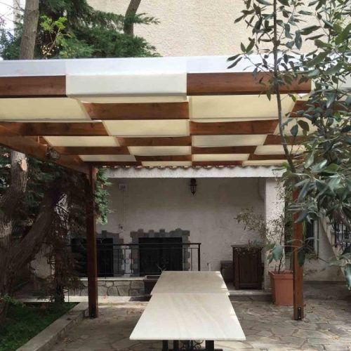 Ξύλινη πέργκολα με τεντόπανο 48,3εκ. - 300 x 500εκ.