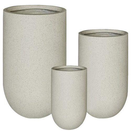 ΚΑΣΠΩ FIBER CLAY ΣΕΤ/3 ΜΠΕΖ ΓΡΑΝΙΤΗ ΨΗΛΟ ΣΤΡΟΓΓΥΛΟ S:Φ26x45, M:Φ36x60, L:Φ46x75cm
