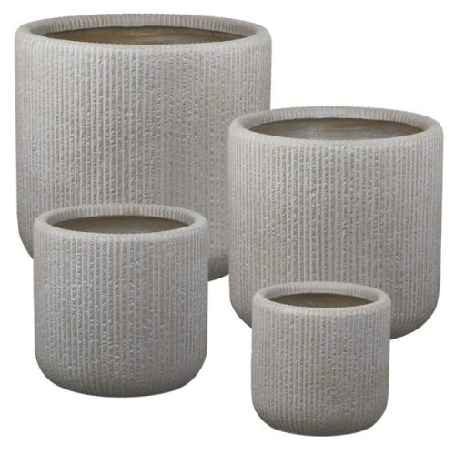 ΚΑΣΠΩ FIBERCLAY ΣΕΤ/4 ΜΠΕΖ-ΕΚΡΟΥ ΣΤΡΟΓΓΥΛΟ ΓΡΑΜΜΩΣΕΙΣ ΚΑΘΕΤΕΣ S:Φ27x25, M:Φ34x32, L:Φ42x40, XL:Φ50x47cm 20/ΠΑΛ