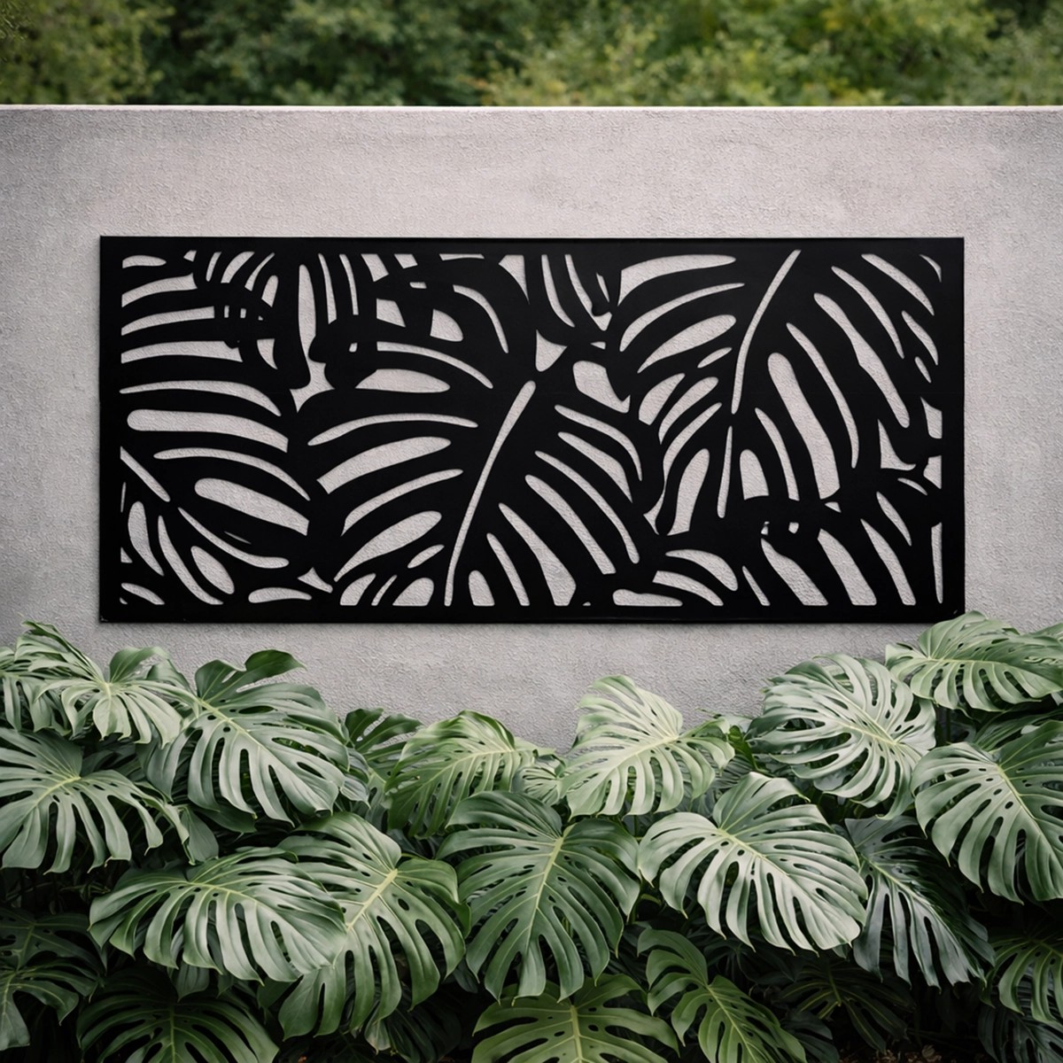 wall-art-monstera-114-x-57-εκ-μαυρο-34234 Πάνελ Διακόσμησης Τοίχου