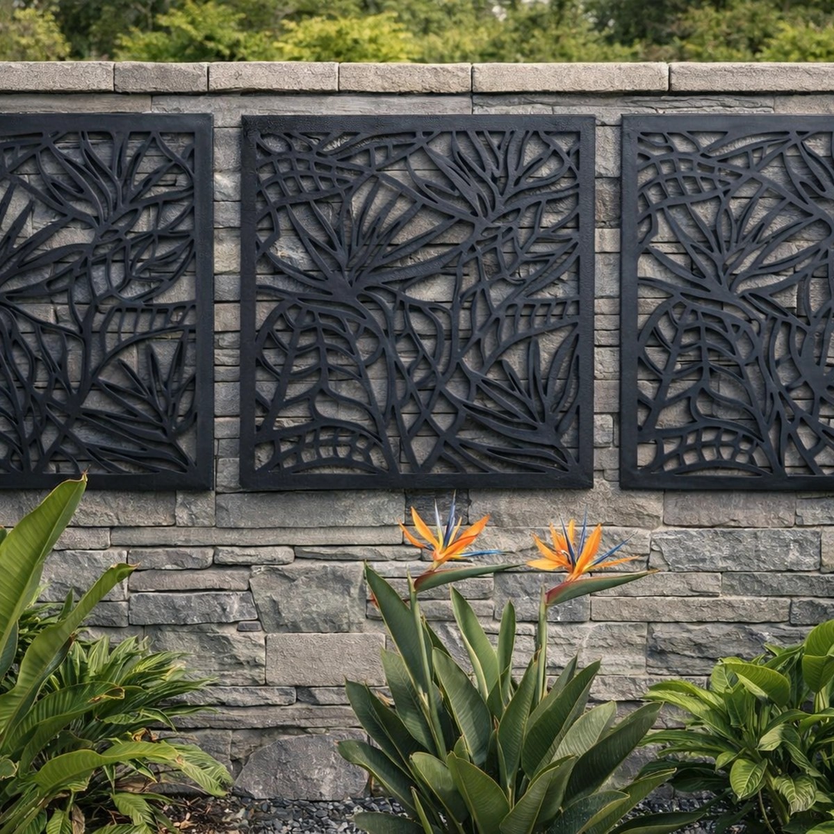 wall-art-strelitzia-57-x-57-εκ-μαυρο-34216 Πάνελ Διακόσμησης Τοίχου