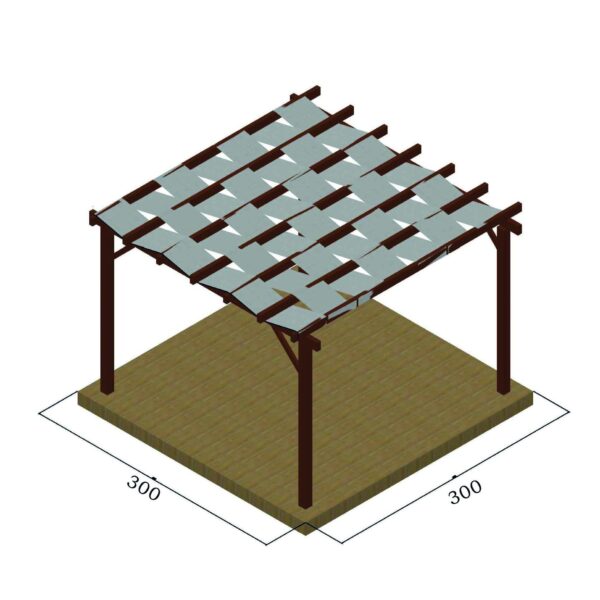 Ξύλινη πέργκολα με τεντόπανο