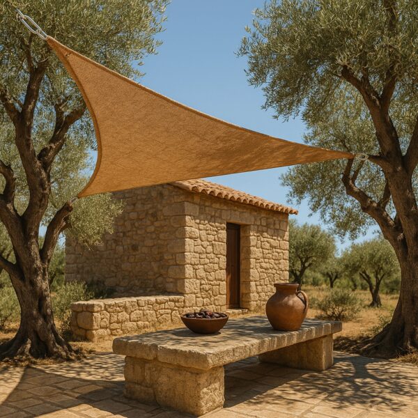 πανιά-σκίασης-γιούτα-τρίγωνα Πανιά σκίασης Γιούτα Τρίγωνα