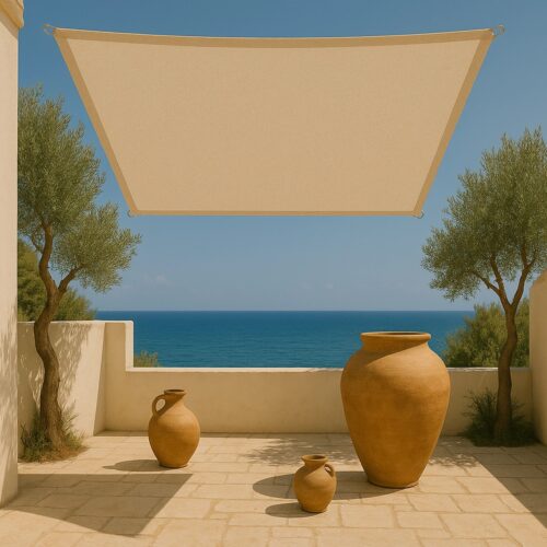 τετραγωνο-πανι-σκιασης-showood-premium-5-x-5m-αμμου Πανί Σκίασης Τετράγωνο 280gsm Premium 5 x 5m Άμμου