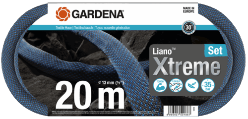 Λάστιχο Gardena Υφασμάτινο Liano Xtreme 1/2"- 20m Σετ με ακροφύσιο & συνδέσμους