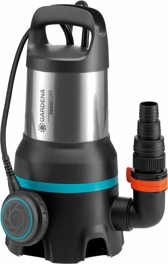 Αντλία Gardena 25000 Inox για ακάθαρτα νερά, με inox σώμα και ανθεκτικό σχεδιασμό.