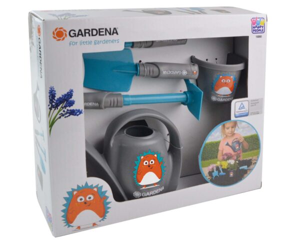 Παιδικό σετ κηπουρικής Gardena με εργαλεία και γλάστρα.