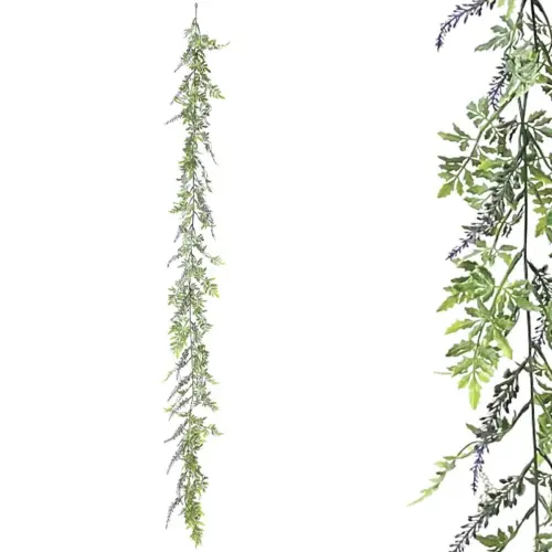 Γιρλαντα πρασιναδασ με μωβ ανθακια - υ150cm 3/36κιβ