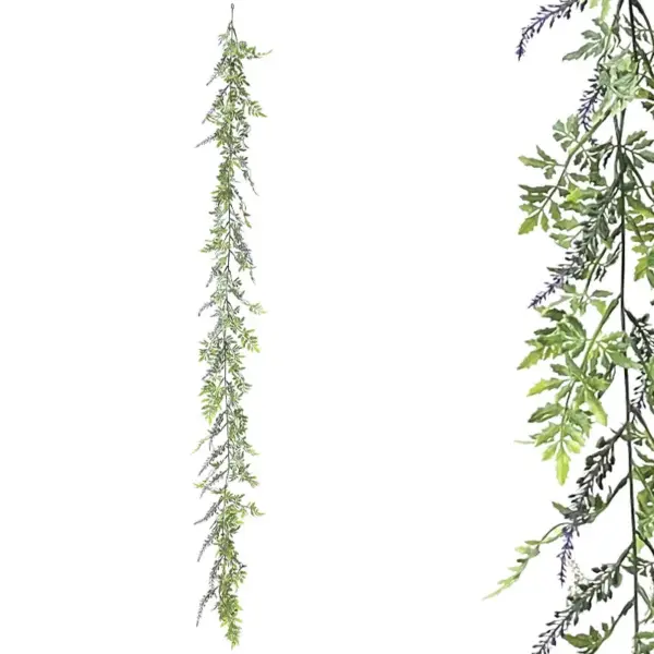Γιρλαντα πρασιναδασ με μωβ ανθακια - υ150cm 3/36κιβ
