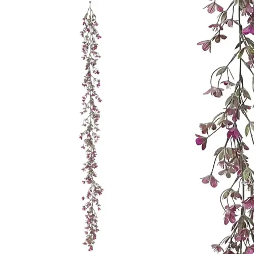 Γιρλαντα πρασιναδασ με μωβ ανθακια - υ150cm 3/36κιβ