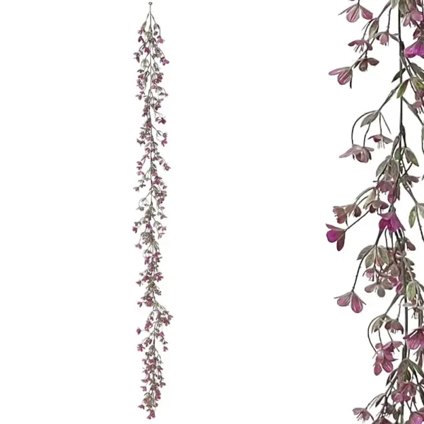 Γιρλαντα πρασιναδασ με μωβ ανθακια - υ150cm 3/36κιβ