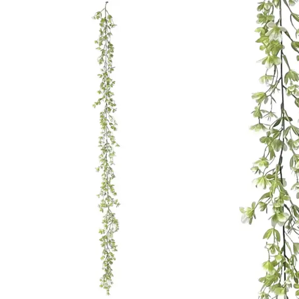 Γιρλαντα πρασιναδασ με λευκα ανθακια - υ150cm 3/36κιβ