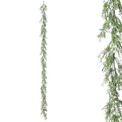 Γιρλαντα πρασιναδασ με εκρου ανθακια - υ180cm 3/36κιβ