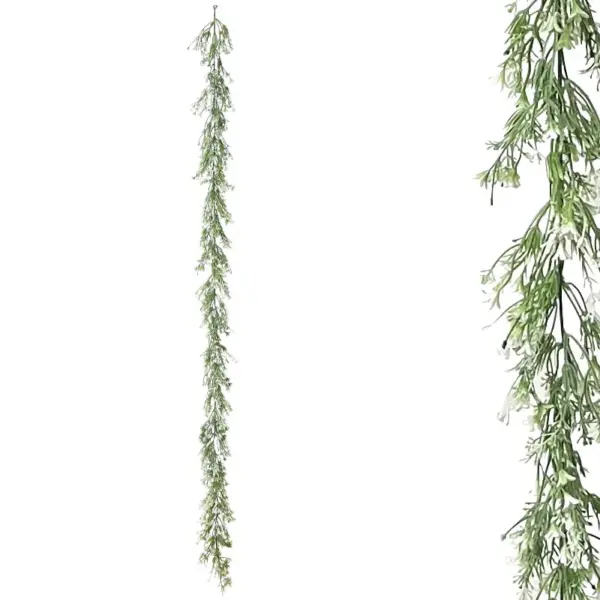 Γιρλαντα πρασιναδασ με εκρου ανθακια - υ180cm 3/36κιβ