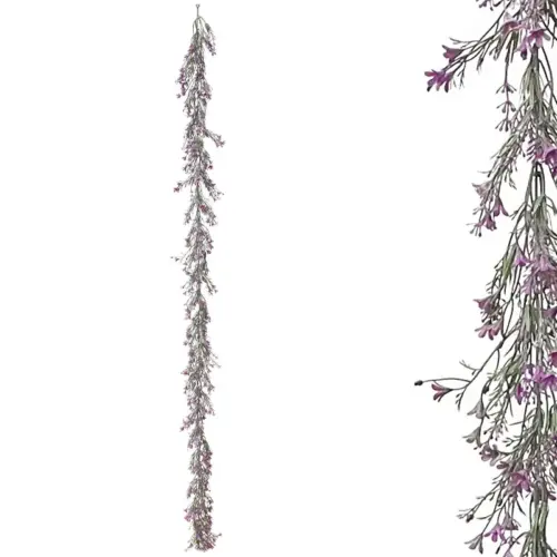 Γιρλαντα πρασιναδασ με μωβ ανθακια - υ180cm 3/36κιβ