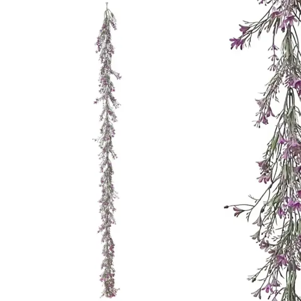 Γιρλαντα πρασιναδασ με μωβ ανθακια - υ180cm 3/36κιβ