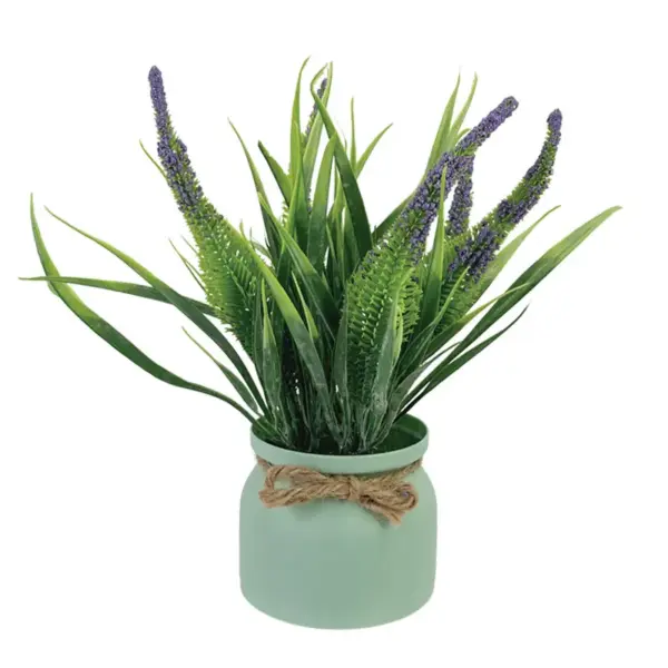 Γλαστρακι με μωβ λεβαντα & πρασιναδα - υ27cm 5/12kib