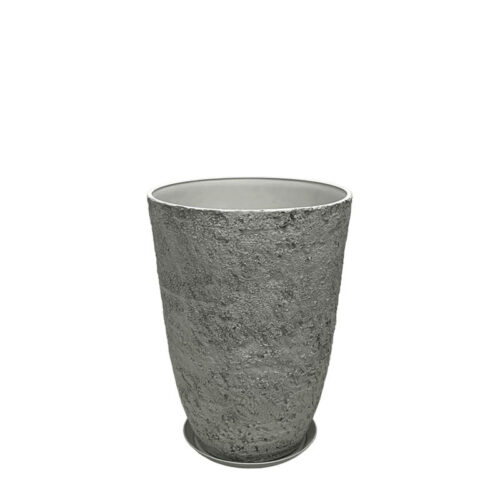 Stone polyresin κασπω με πιατο γκρι φθαρμενοσ βραχοσ μικρο - φ35.5x49.5cm