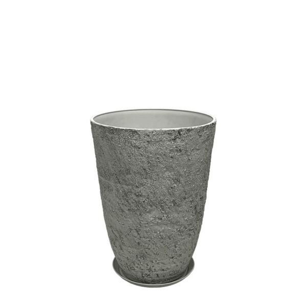 06-10002-S Stone polyresin κασπω με πιατο γκρι φθαρμενοσ βραχοσ μικρο - φ35.5x49.5cm