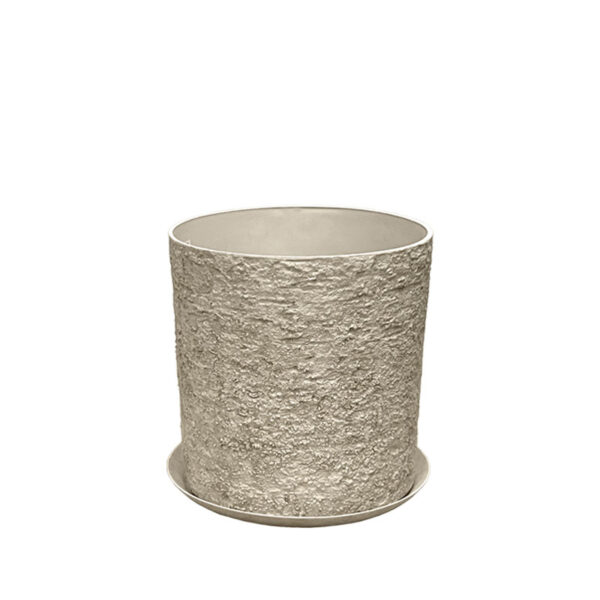 06-10003-M Stone polyresin κασπω με πιατο μπεζ παλαιωμενο φιλντισι μεσαιο - φ35x36cm