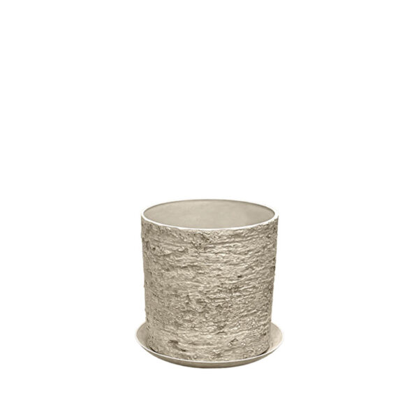 06-10003-S Stone polyresin κασπω με πιατο μπεζ παλαιωμενο φιλντισι μικρο - φ28x28cm