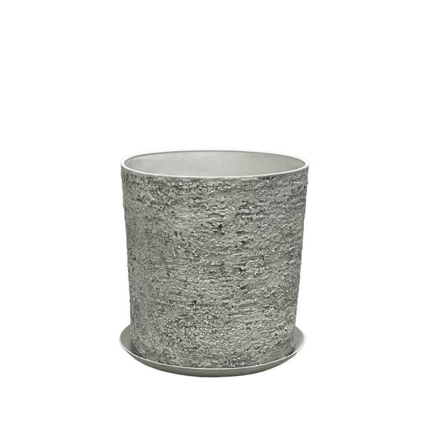 06-10004-M Stone polyresin κασπω με πιατο γκρι φθαρμενοσ βραχοσ μεσαιο - φ35x36cm