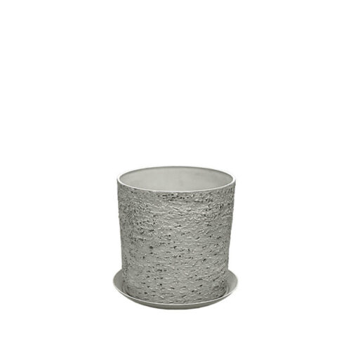 Stone polyresin κασπω με πιατο γκρι φθαρμενοσ βραχοσ μικρο - φ28x28cm