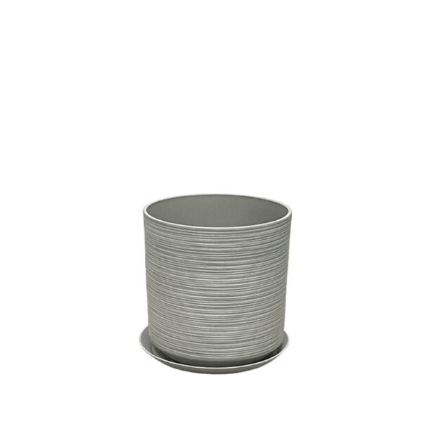 06-10005-S Stone polyresin κασπω με πιατο γκρι μικρο - φ28x28cm