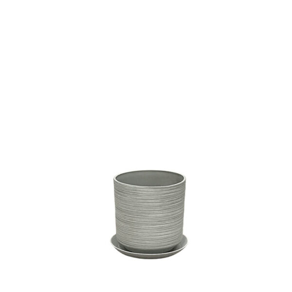 06-10005-XS Stone polyresin κασπω με πιατο γκρι μινι - φ21x21.8cm