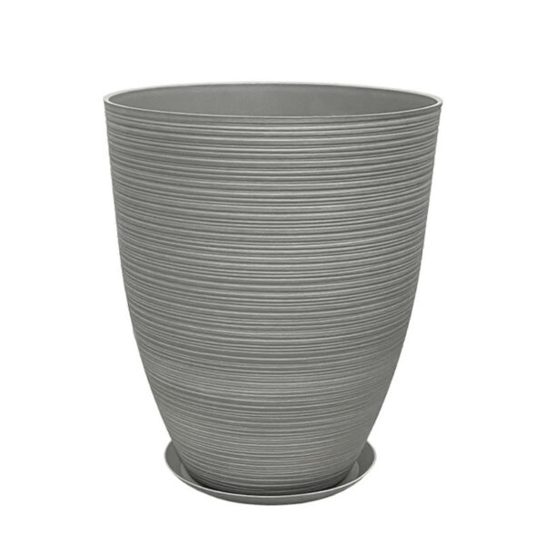 06-10007-L Stone polyresin κασπω με πιατο γκρι μεγαλο - φ43x52.5cm