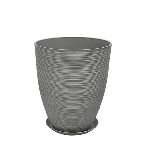 06-10007-M Stone polyresin κασπω με πιατο γκρι μεσαιο - φ35x42.5cm