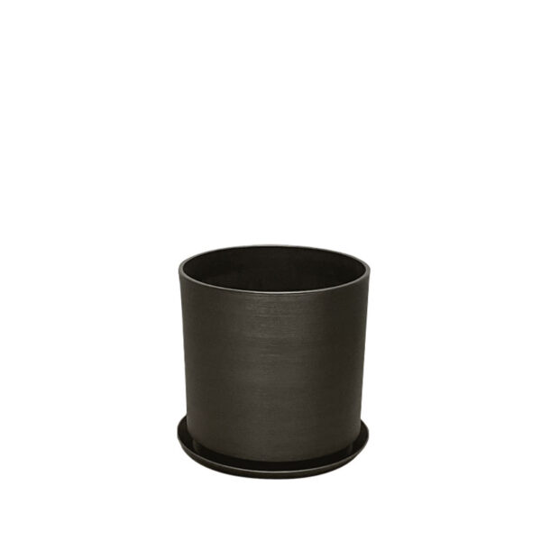06-10009-S Stone polyresin κασπω με πιατο γκρι οψιδιανου μικρο - φ28x28cm