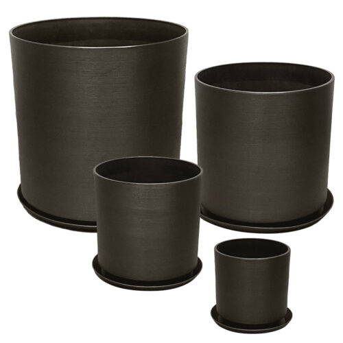Stone polyresin κασπω με πιατο σετ/8 γκρι οψιδιανου - l:φ43x43.5, m:φ35x35, s:φ28x28, xs:φ21x21.8cm