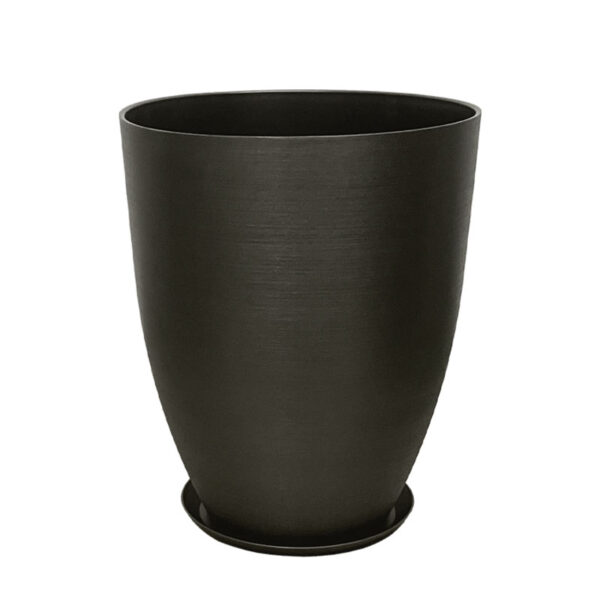 06-10010-L Stone polyresin κασπω με πιατο γκρι οψιδιανου μεγαλο - φ43x52.5cm