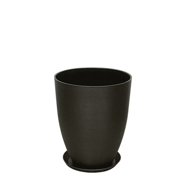 06-10010-S Stone polyresin κασπω με πιατο γκρι οψιδιανου μικρο - φ28x34.5cm