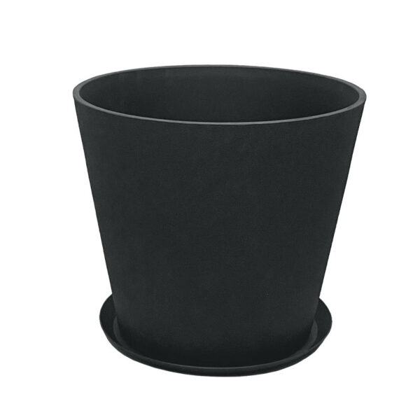 06-10014-L Stone polyresin κασπω με πιατο μαυρο ανθρακι μεγαλο - φ50x44.5cm