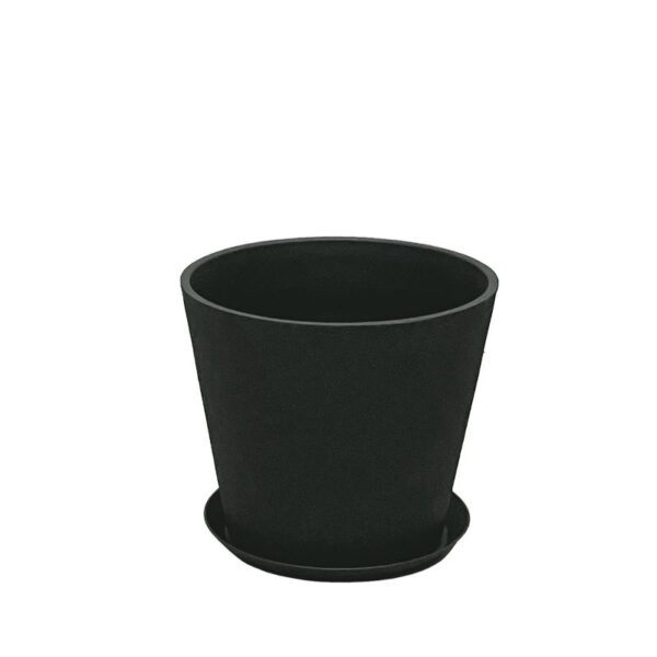 06-10014-S Stone polyresin κασπω με πιατο μαυρο ανθρακι μικρο - φ30x27cm