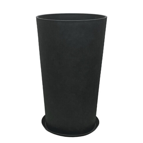 Stone polyresin κασπω με πιατο μαυρο ανθρακι κωνικο ψηλο μεγαλο - φ45.5x76cm
