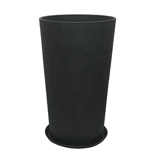 06-10015-L Stone polyresin κασπω με πιατο μαυρο ανθρακι κωνικο ψηλο μεγαλο - φ45.5x76cm