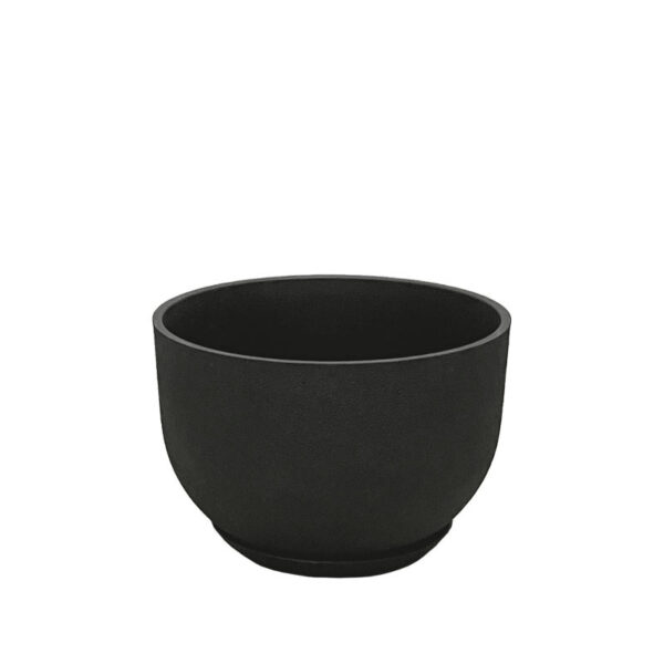 06-10016-S Stone polyresin κασπω με πιατο μαυρο ανθρακι γαβαθα μικρο - φ33x22cm