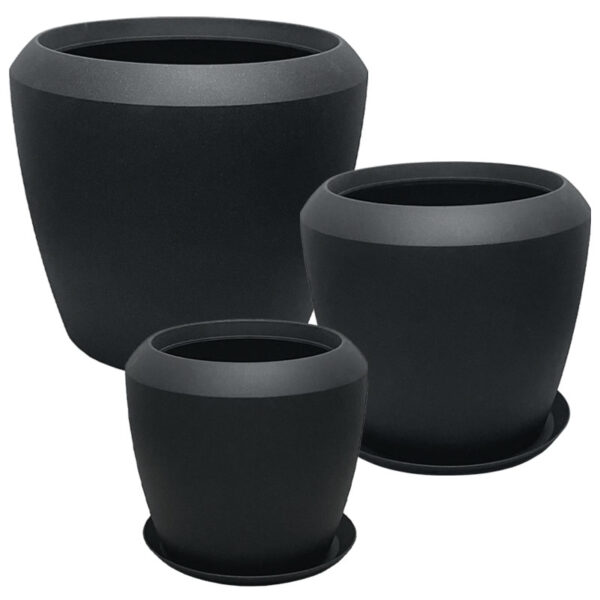 06-10017-SET5 Polyresin κασπω με πιατο σετ/5 μαυρο ανθρακι πομπε - l:φ55.6x48.4, m:φ44x39.5, s:φ33.5x30.5cm