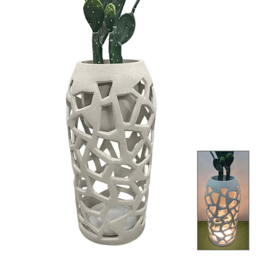 Fiberclay κασπω λευκο αμμου με φωσ led τρυπητο στενη βαση - φ46x90cm 1/κιβ