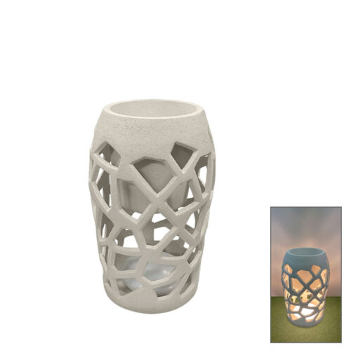 Fiberclay κασπω λευκο αμμου με φωσ led τρυπητο στενη βαση - φ46x70cm 1/κιβ