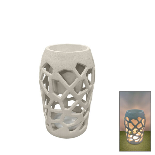 Fiberclay κασπω λευκο αμμου με φωσ led τρυπητο στενη βαση - φ46x70cm 1/κιβ