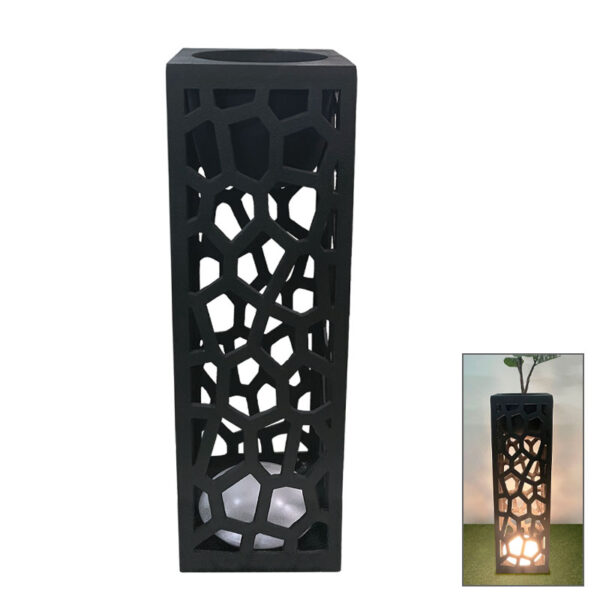 Fiberclay κασπω μαυρο με φωσ led τρυπητο τετραγωνο/ορθογωνιο - 36x36x120cm 1/κιβ