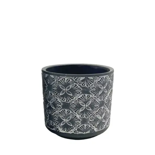 Κασπω γκρι/λευκο στρογγυλο motibo ανθη μικρο - φ13x12cm 1/18κιβ