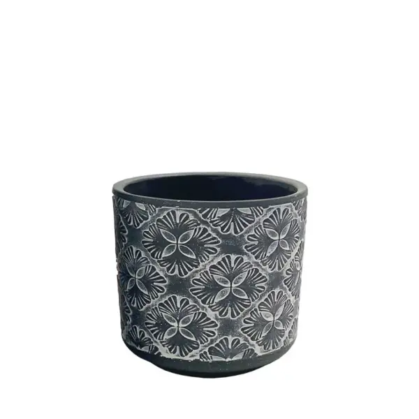 Κασπω γκρι/λευκο στρογγυλο motibo ανθη μικρο - φ13x12cm 1/18κιβ