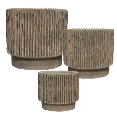 Κασπω σετ/3 στρογγυλο ανοιχτο καφε μοτιβο γραναζι - l:φ30.5x30.5, m:φ25x25, s:φ20x20cm 1/κιβ