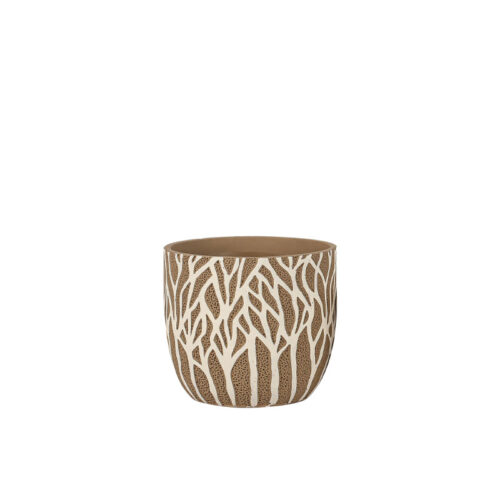 06-20273 Κασπω τσιμεντενιο καφε-λευκο στρογγυλο κλαδια δεντρα φ13.5x12.5cm - 1/16κιβ